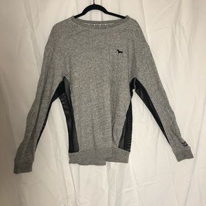 Gray PINK crew neck with netting detail